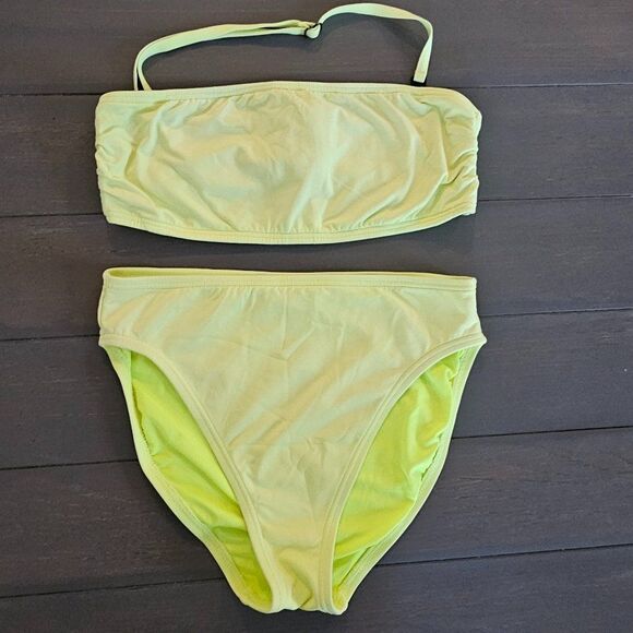 Michael Kors Women's Neon Yellow Bandeau Bikini Top & Bottom Set Size XS - Picture 1 of 10